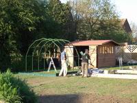 Greenhouse being erected